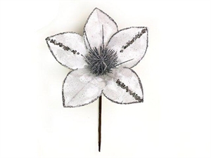LN1010-BI STELLA NATALE VELLUTO d19cm BIANCO 12xSC