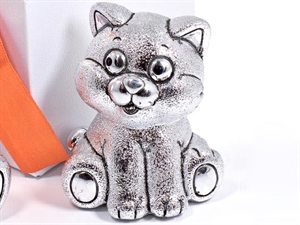 B4164-06 GATTO SALVADANAIO 9cm RESINA con ASTUCCIO ***SC20%***