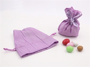 08192 SACCHETTO 7x10cm RASO PLISSE' LILLA 10xSC ***SC50%***